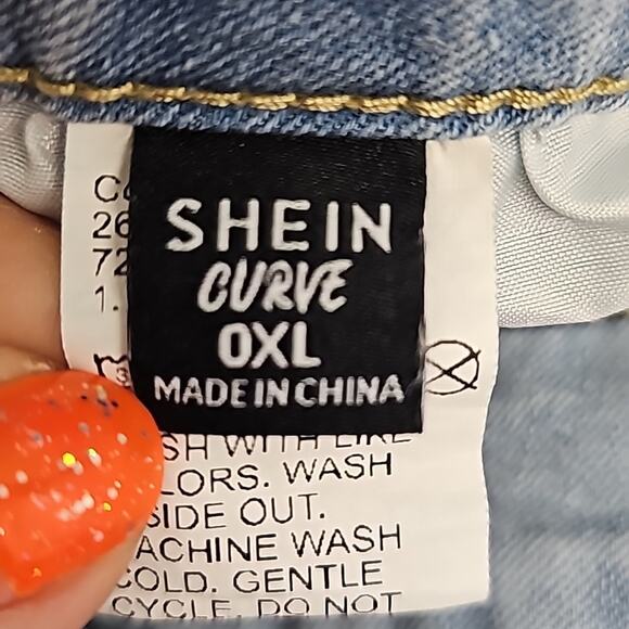 Shein Curve Light Wash High Rise Straight Leg Jeans Five Pocket Woman Sz 0XL(12) - Picture 7 of 9
